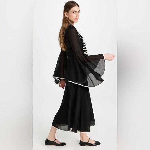 Proenza Schouler Solid Mesh ruffle dress Black/White 0 $1500 NWT - Picture 5 of 9